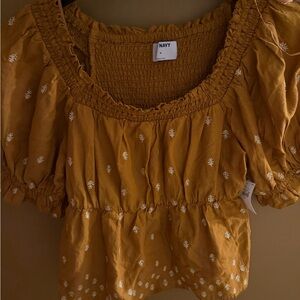 Old Navy Mustard Smocked Blouse